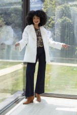 Fur coat with embroidery