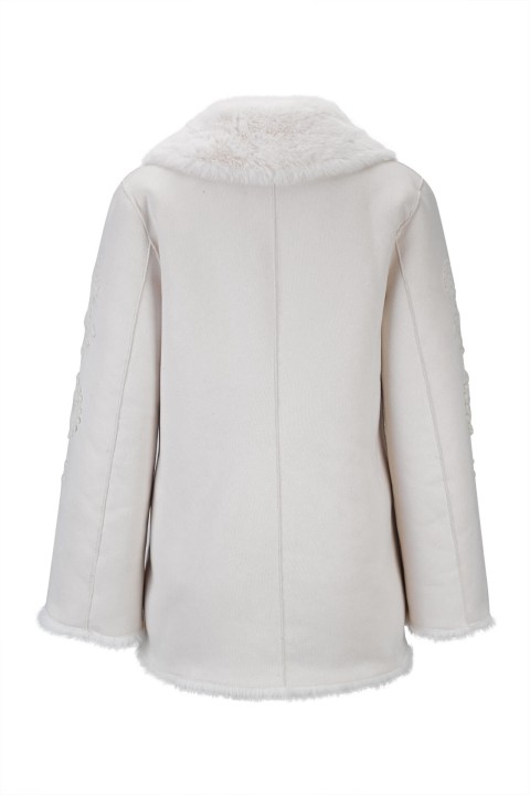 Fur coat with embroidery