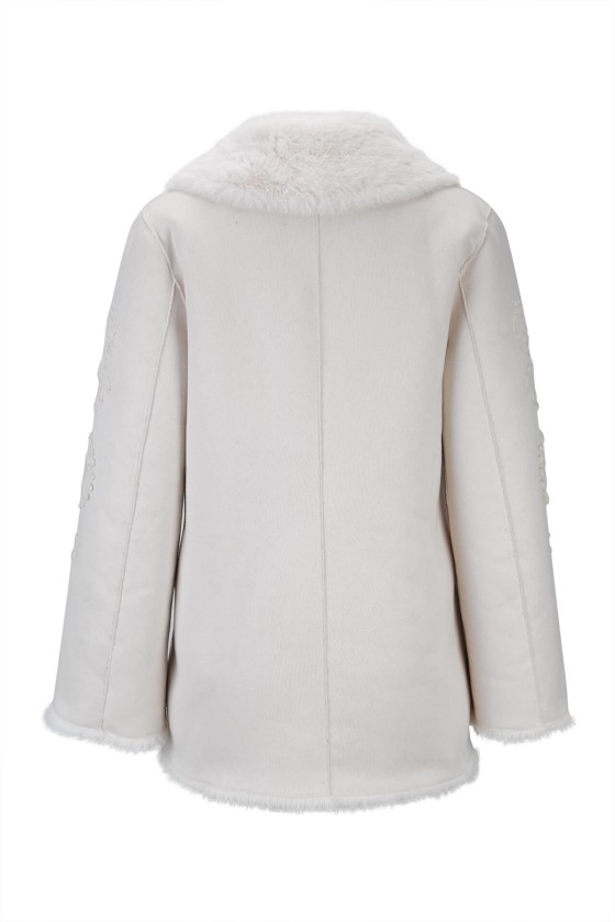 Fur coat with embroidery