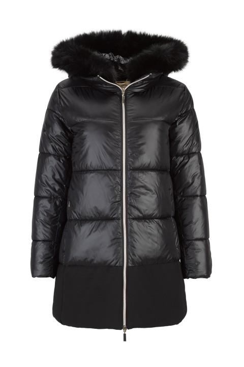 Quilted parka with removable hood