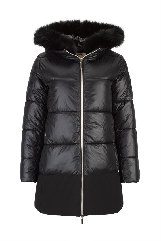 Quilted parka with removable hood