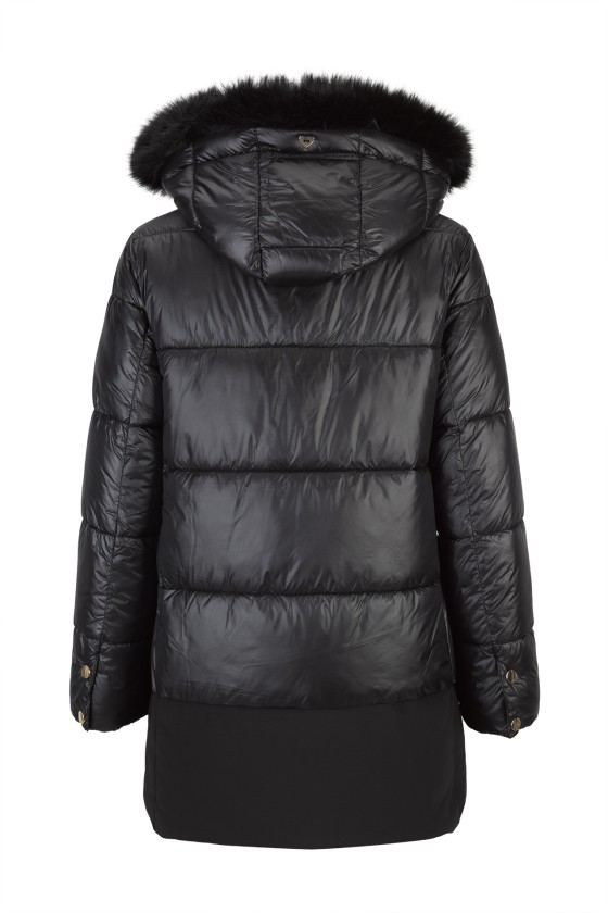 Quilted parka with removable hood