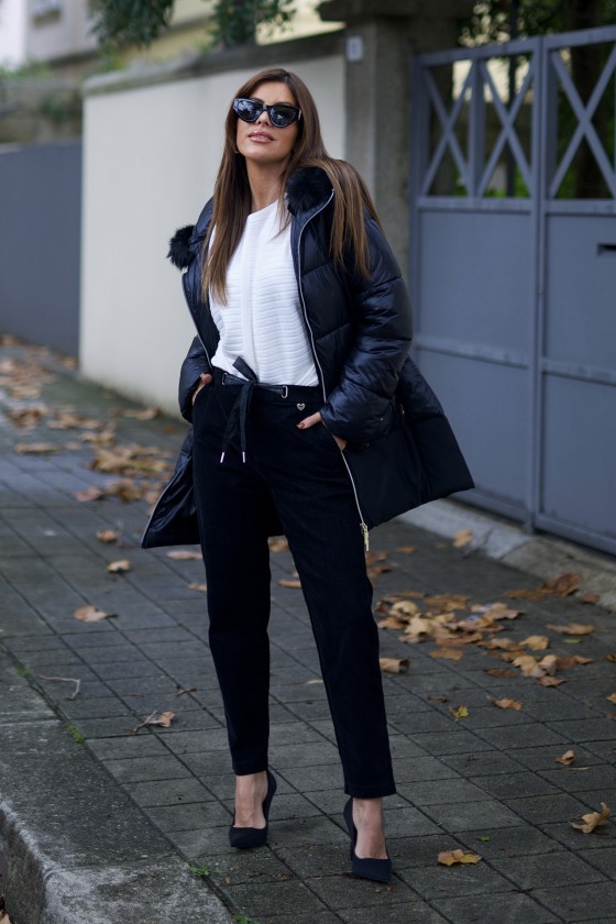 Quilted parka with removable hood