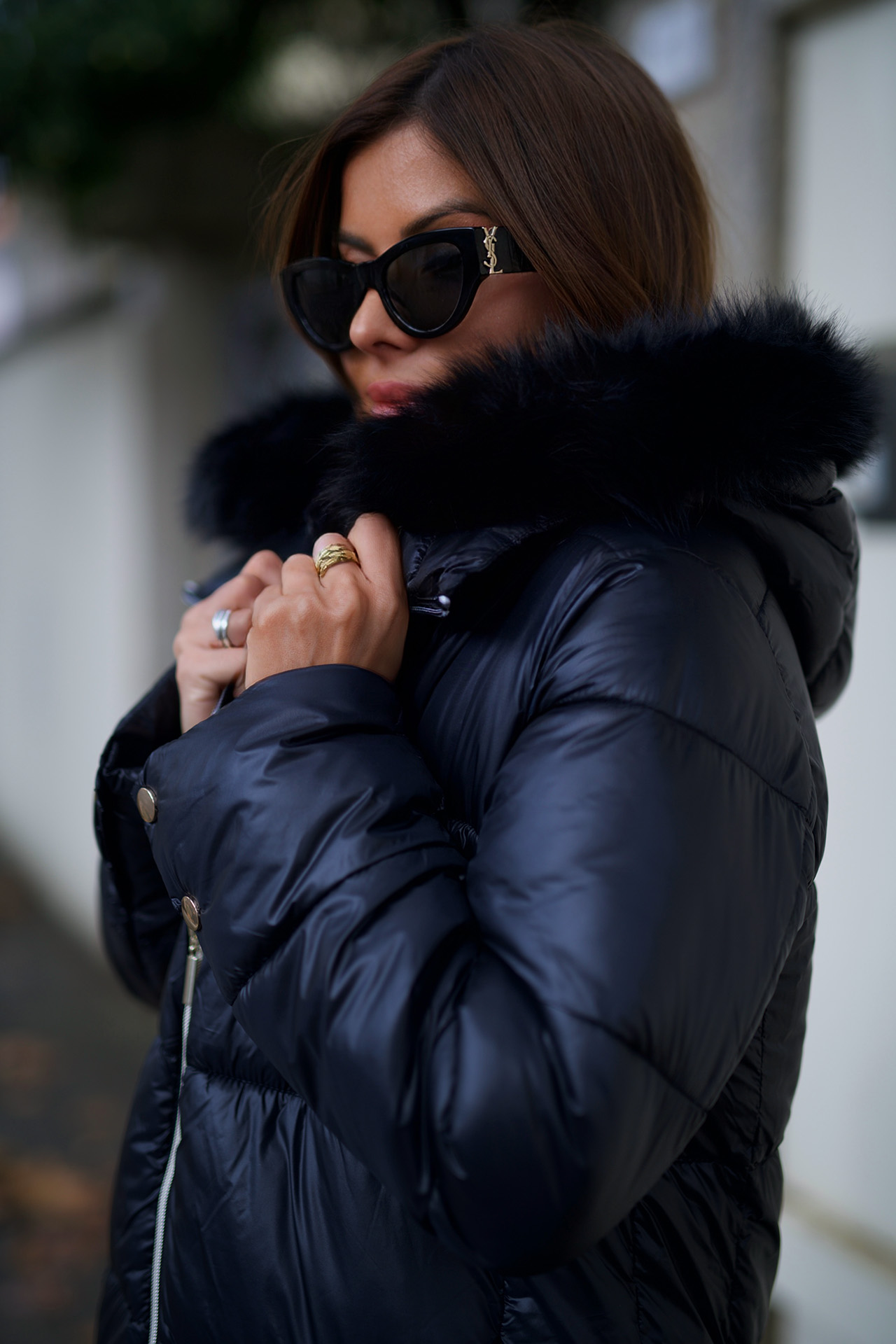 Quilted parka with removable hood