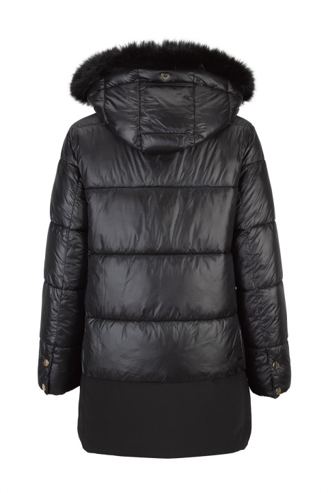 Quilted parka with removable hood