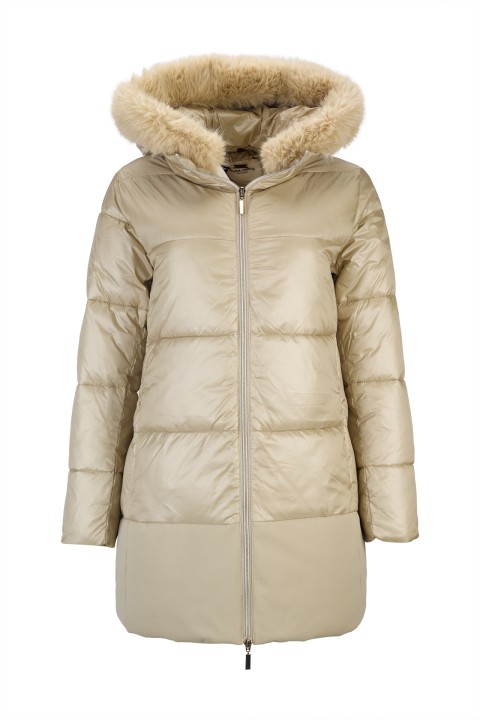 Quilted parka with removable hood