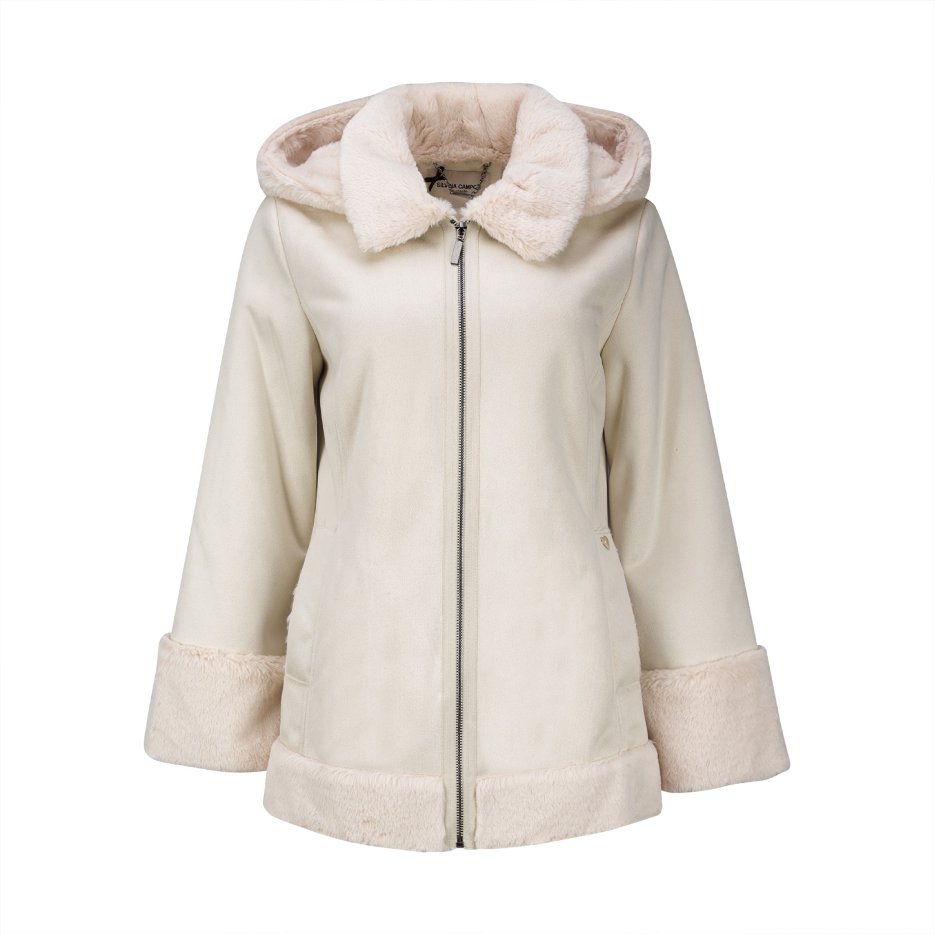 Coat with fur details