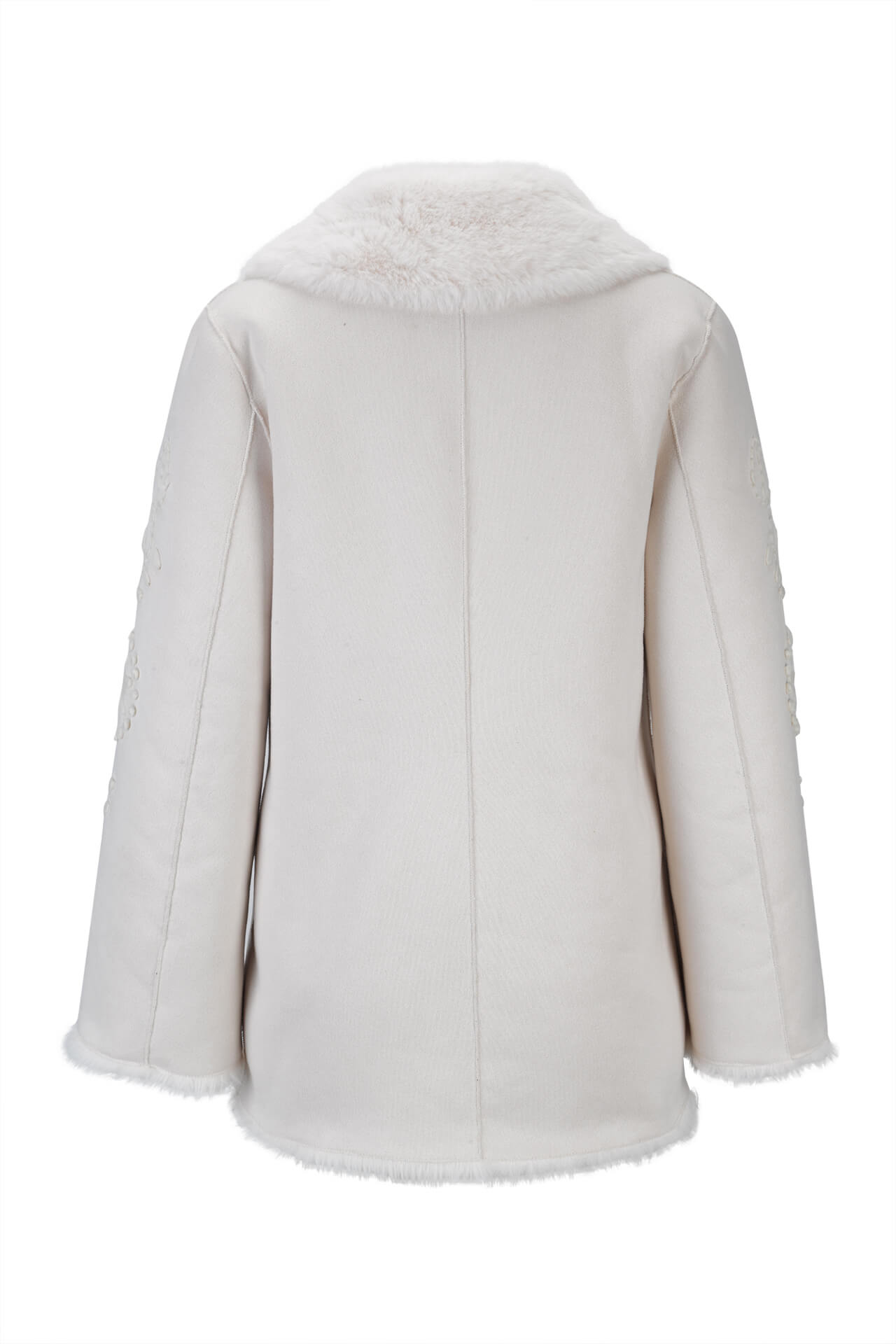 Fur coat with embroidery
