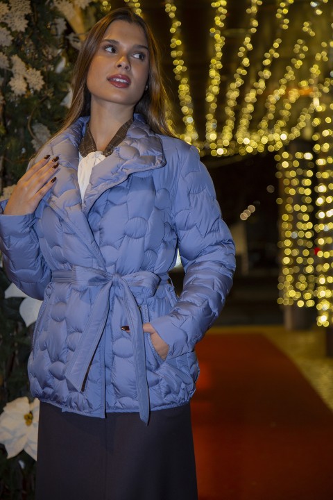 Quilted parka with belt