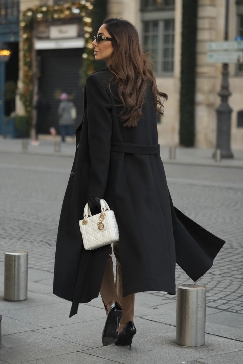 Long coat with belt