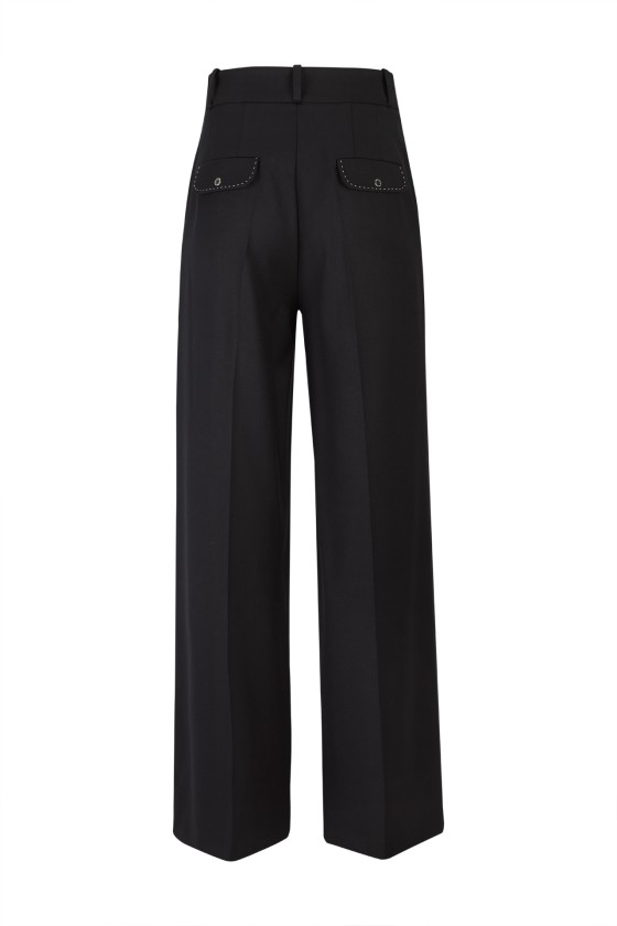 Trousers with contrasting topstitching detail