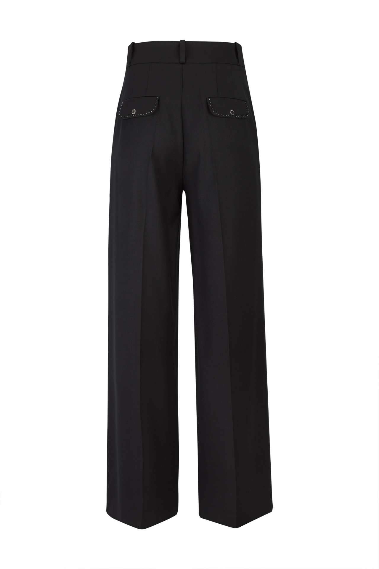 Trousers with contrasting topstitching detail