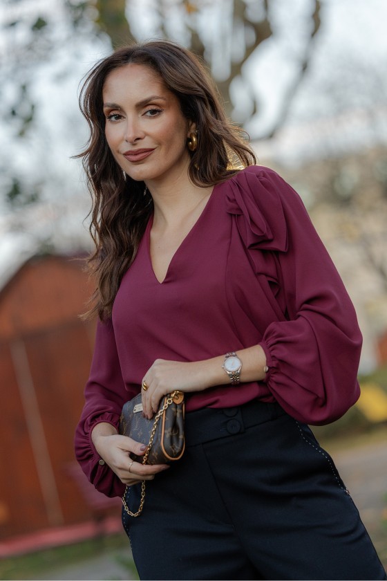 Blouse with shoulder bow