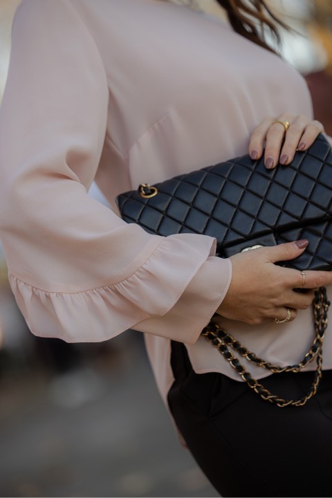 Blouse with ruffled sleeves