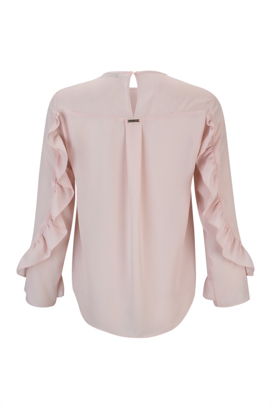Blouse with ruffled sleeves
