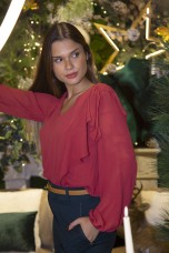 Blouse with shoulder bow