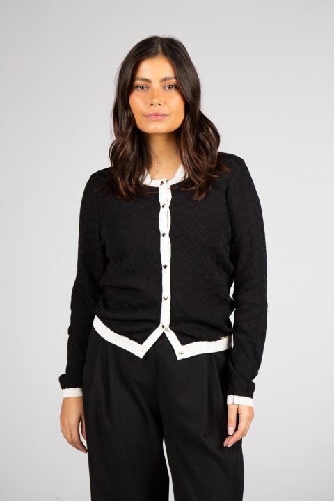 Knit cardigan with heart-shaped buttons