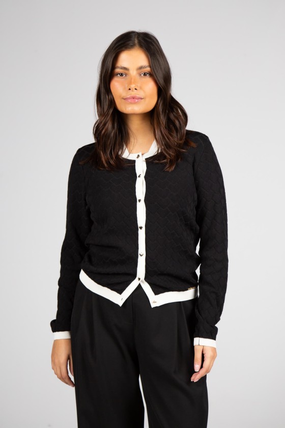 Knit cardigan with heart-shaped buttons