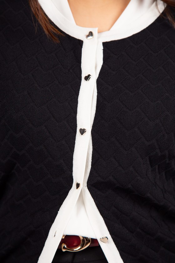 Knit cardigan with heart-shaped buttons