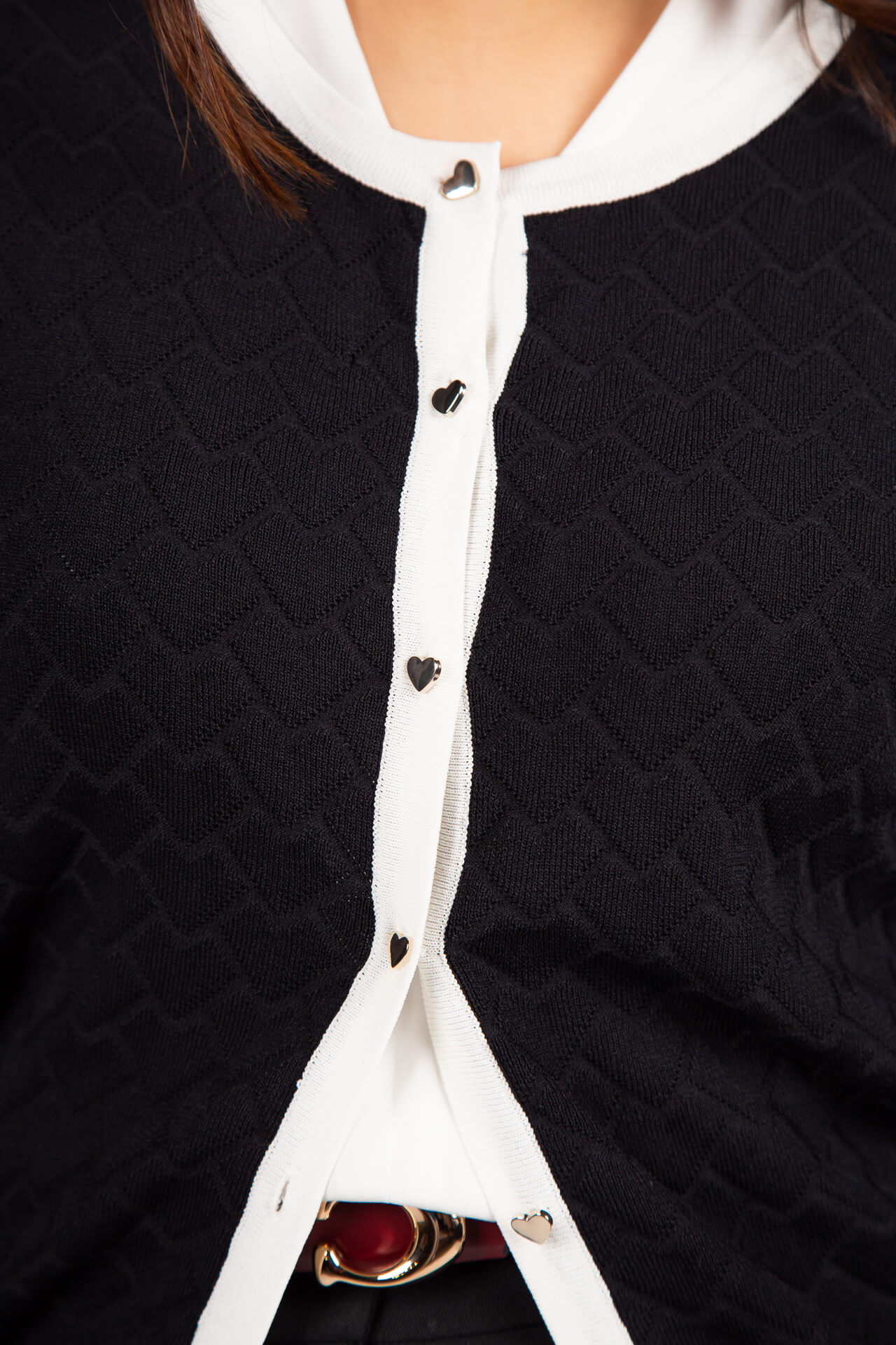 Knit cardigan with heart-shaped buttons