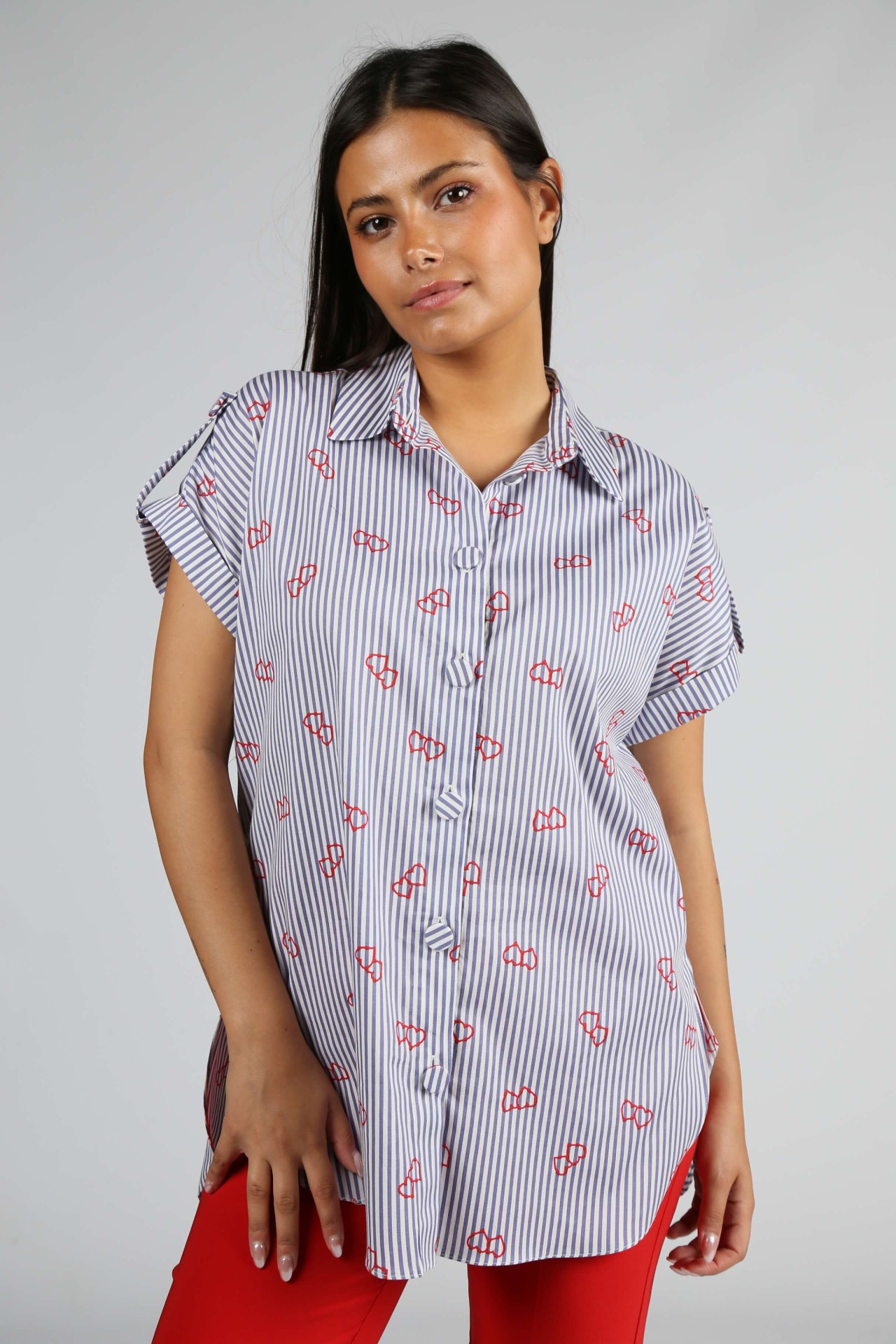 Cotton blouse with stripes