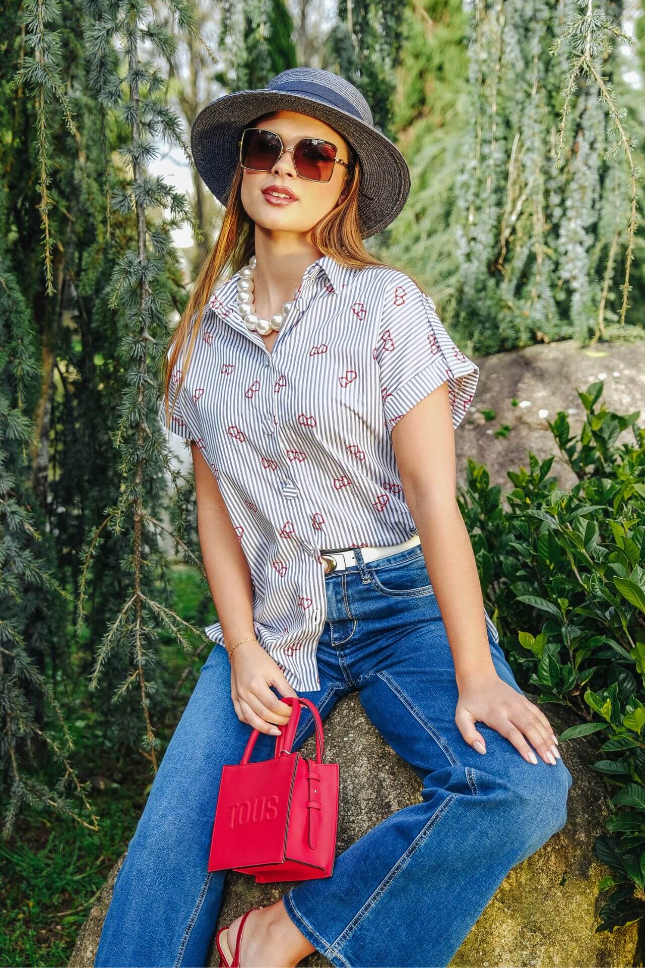 Cotton blouse with stripes