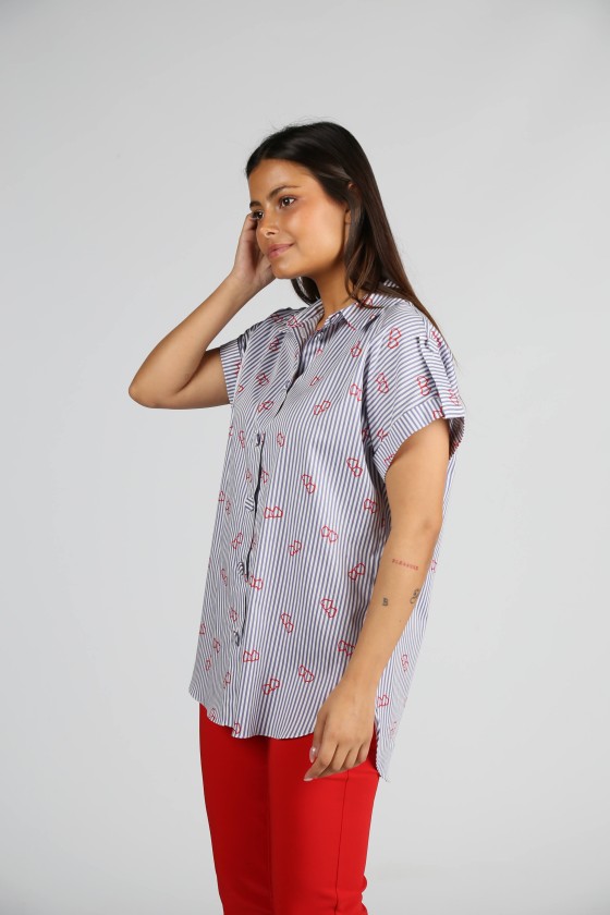 Cotton blouse with stripes
