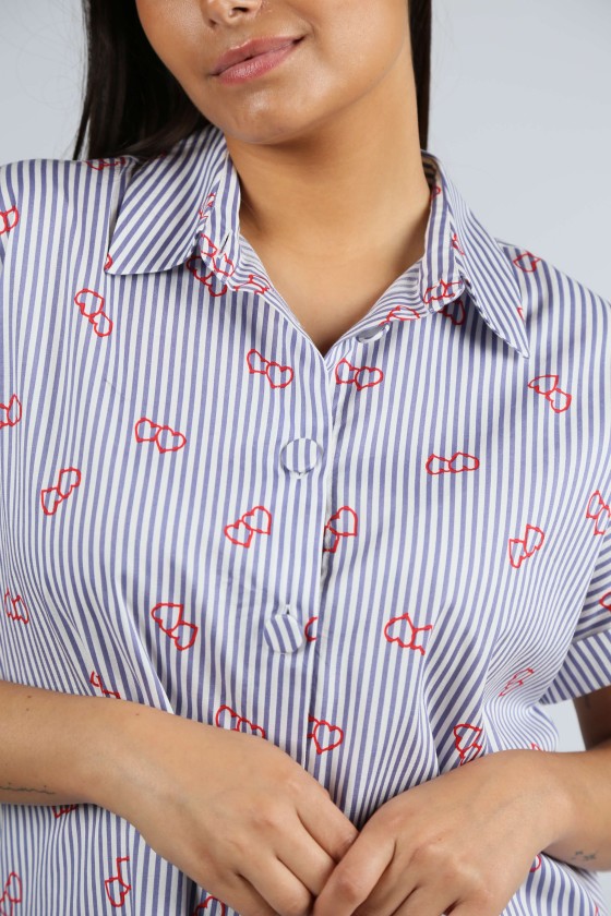 Cotton blouse with stripes