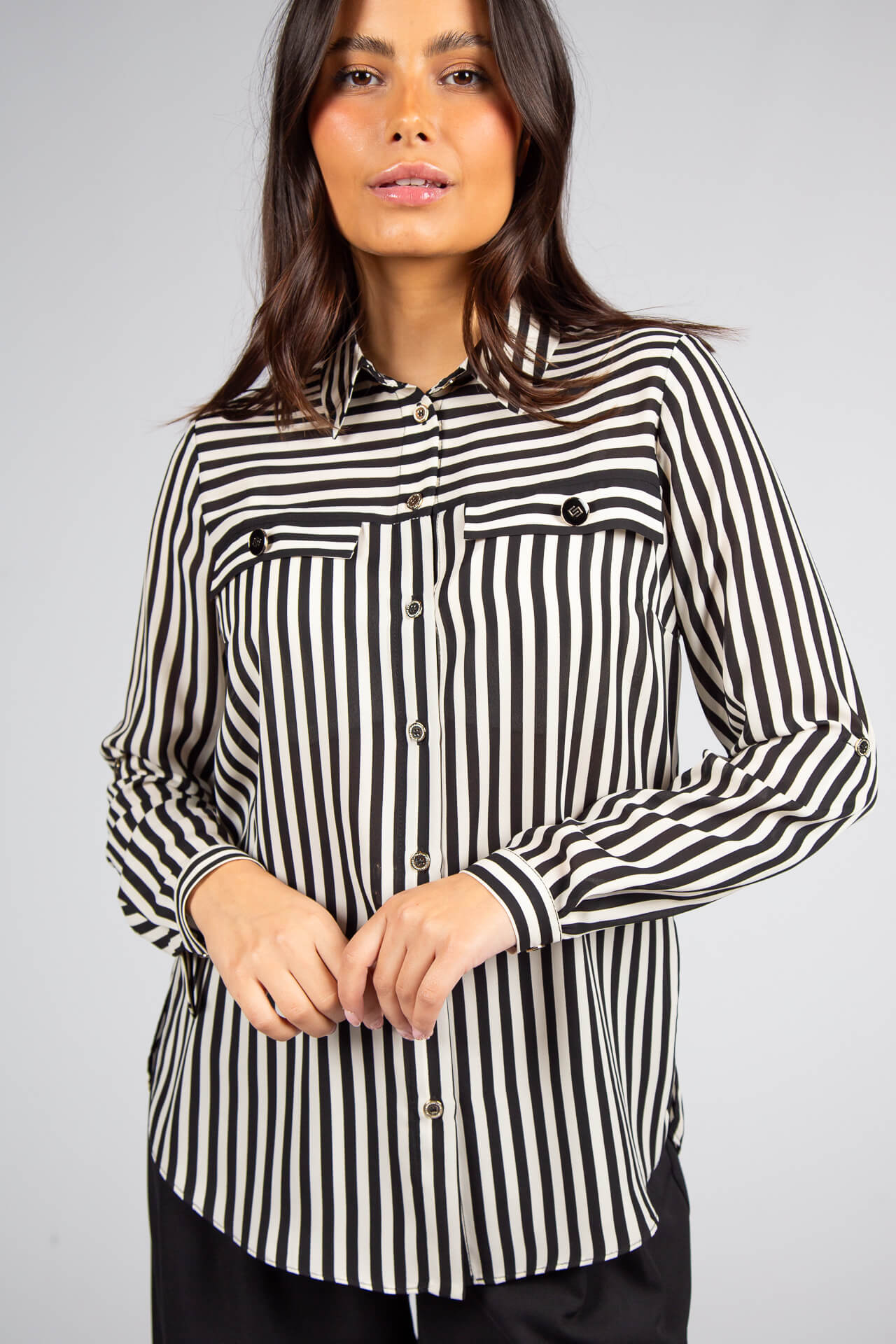 Shirt blouse with stripes