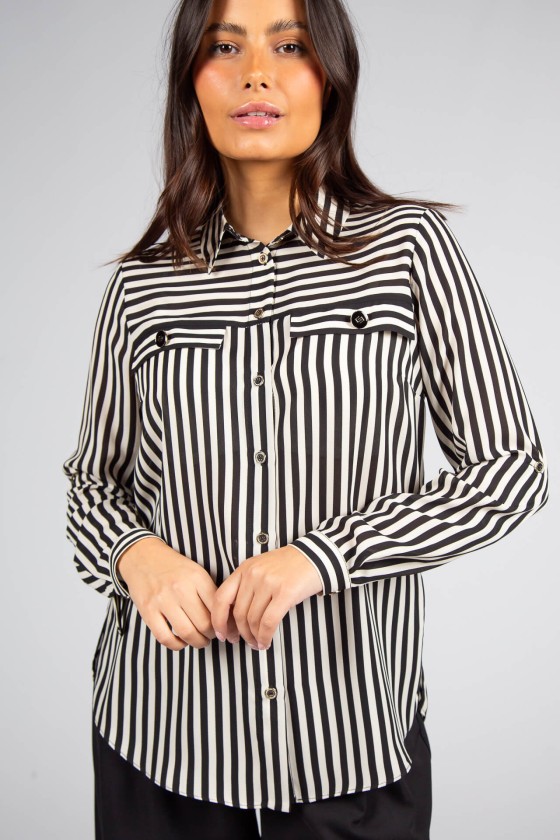 Shirt blouse with stripes