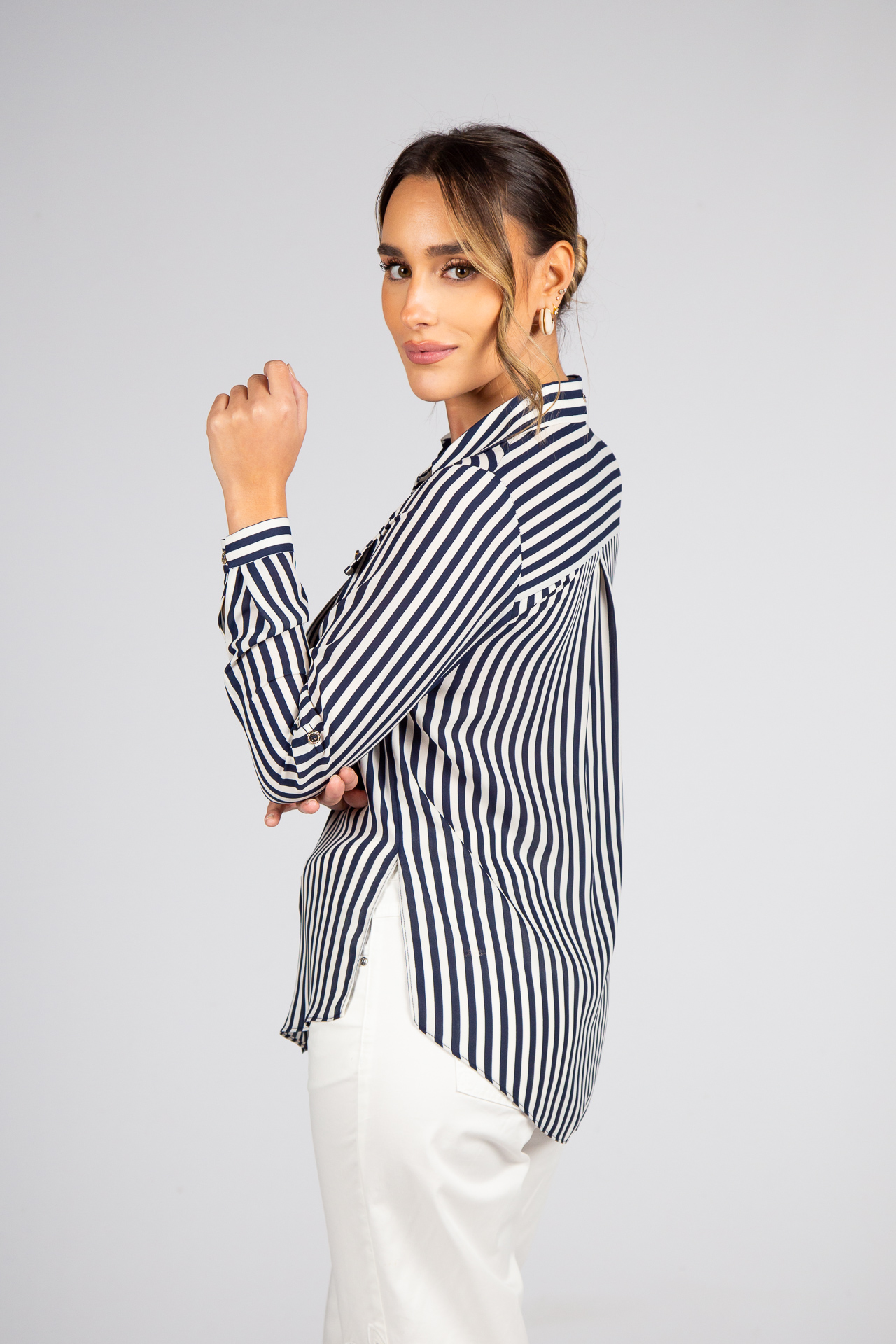 Shirt blouse with stripes