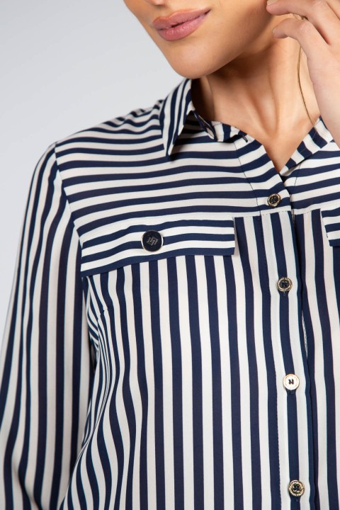 Shirt blouse with stripes
