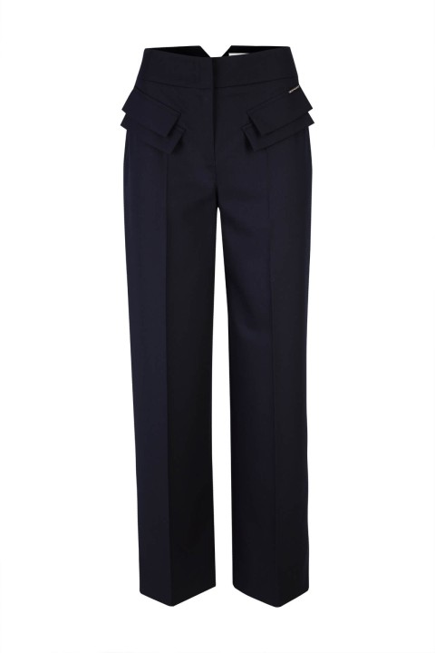 Trousers with double front flap