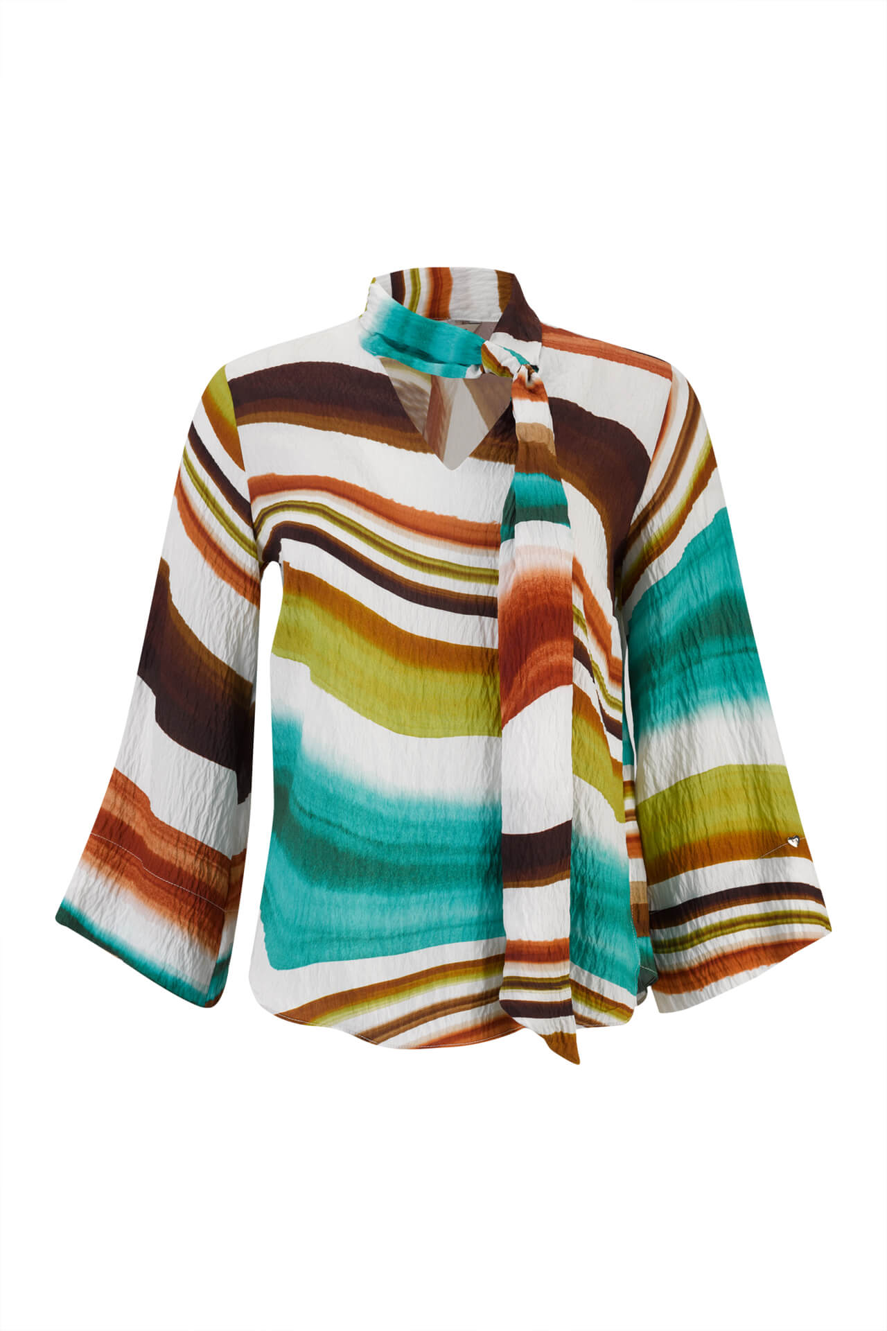 Adjustable ribbon collar blouse