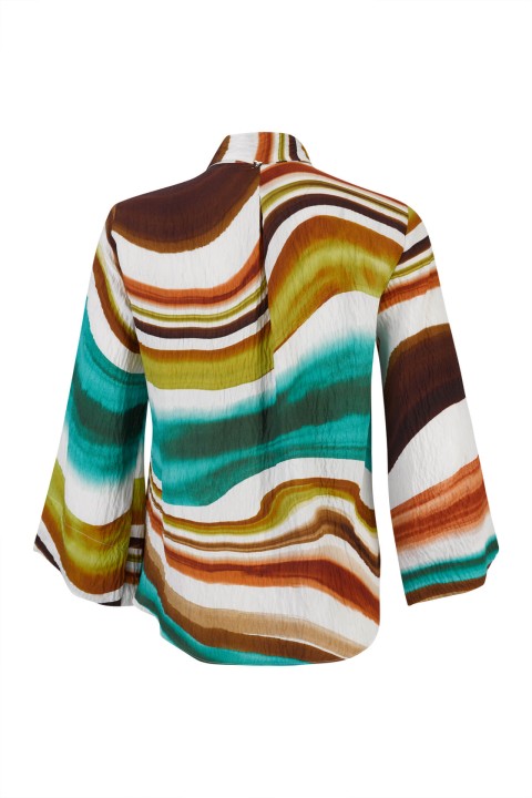 Adjustable ribbon collar blouse