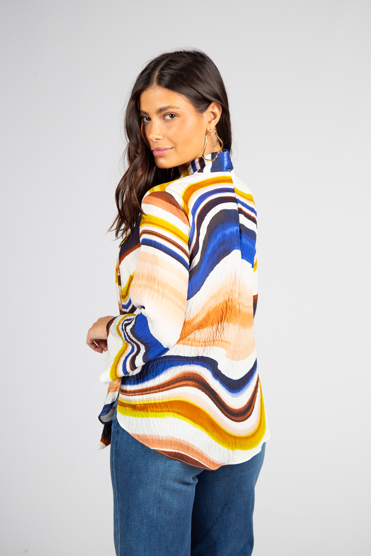 Túnica gola fita ajustável