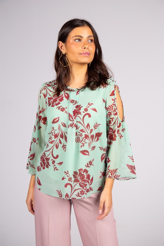 Túnica mangas com abertura