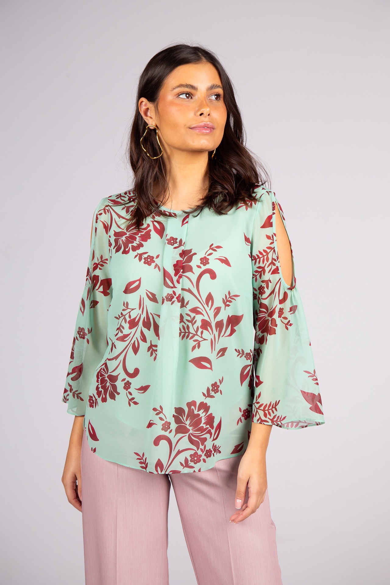 Túnica mangas com abertura