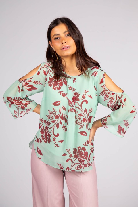 T�nica mangas com abertura