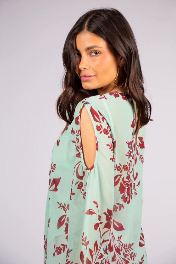 Túnica mangas com abertura