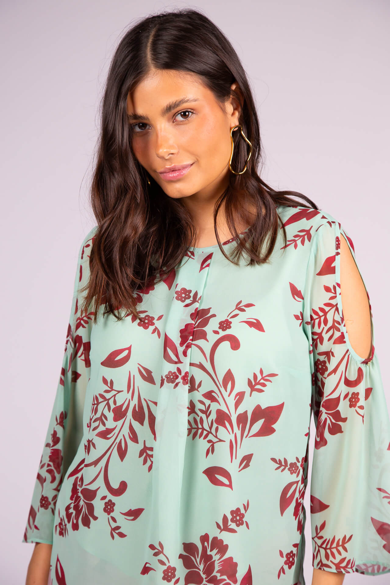 Túnica mangas com abertura