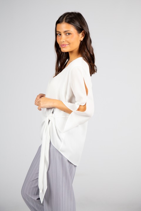 Blouse with side bow