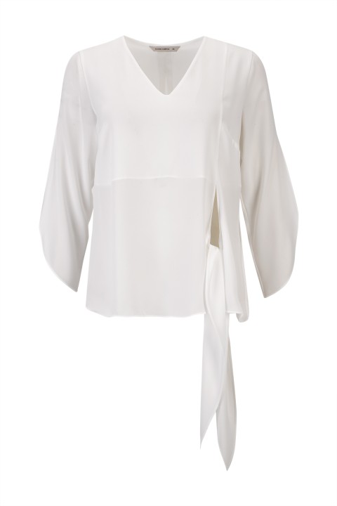 Blouse with side bow