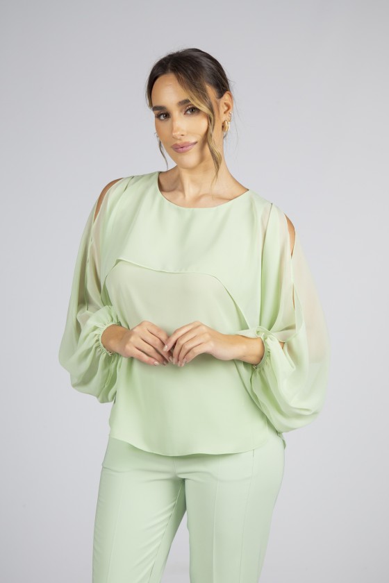 Túnica mangas efeito capa