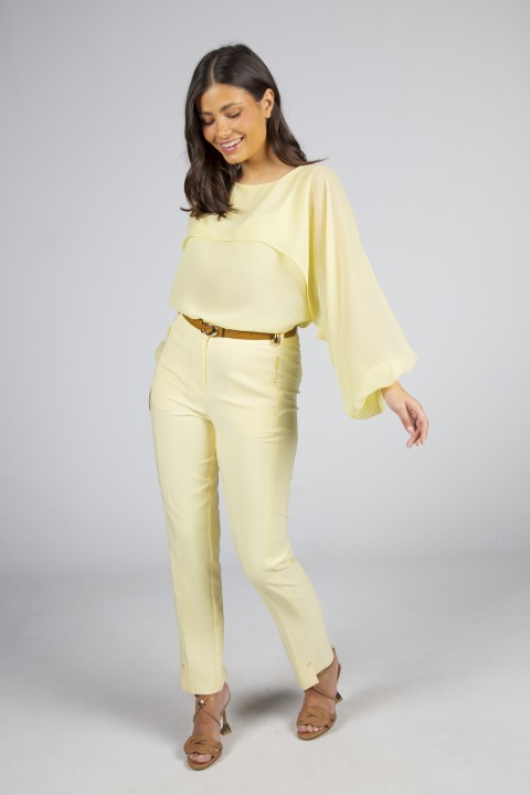 Blouse with cape-effect sleeves