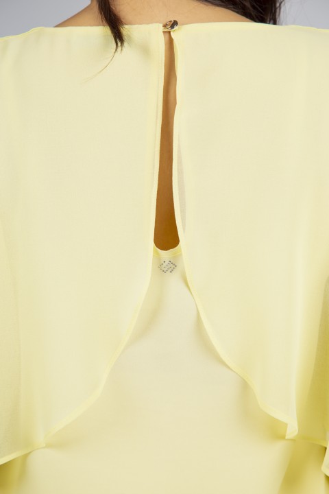Blouse with cape-effect sleeves