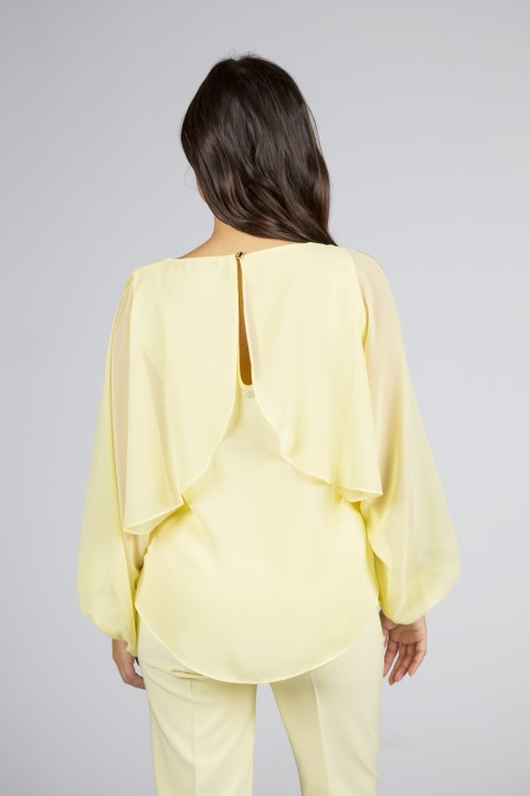 Blouse with cape-effect sleeves