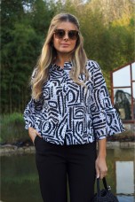 Cotton blouse with ethnic pattern
