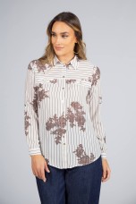 Shirt blouse with stripes and flowers