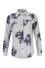 Shirt blouse with stripes and flowers